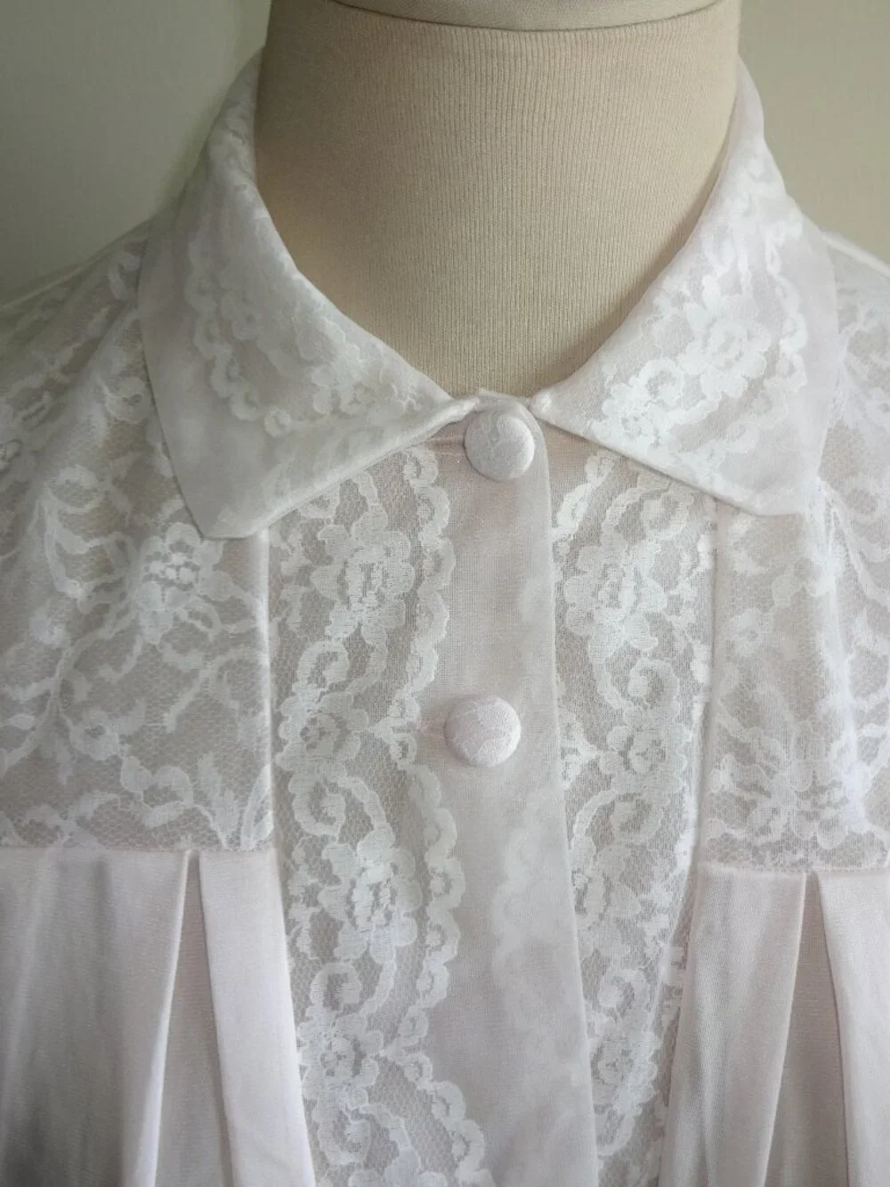 Vintage 1960s Pink Henson Kickernick Bed Jacket M Nylon Floral Illusion Lace USA